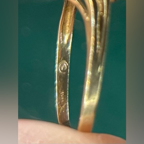 Vintage 10K Gold, Lab Created Ruby, and Diamond Ring Size 8 - Picture 2 of 9